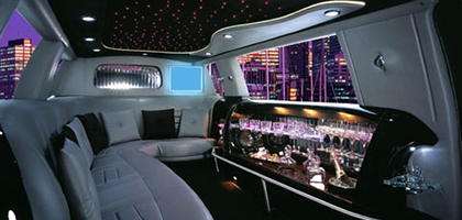Inside a stretch limousine for business clients